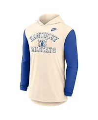 Nike Men's Natural/Royal Kentucky Wildcats Legacy Color-Block Tri-Blend Performance Long Sleeve Hoodie T-Shirt