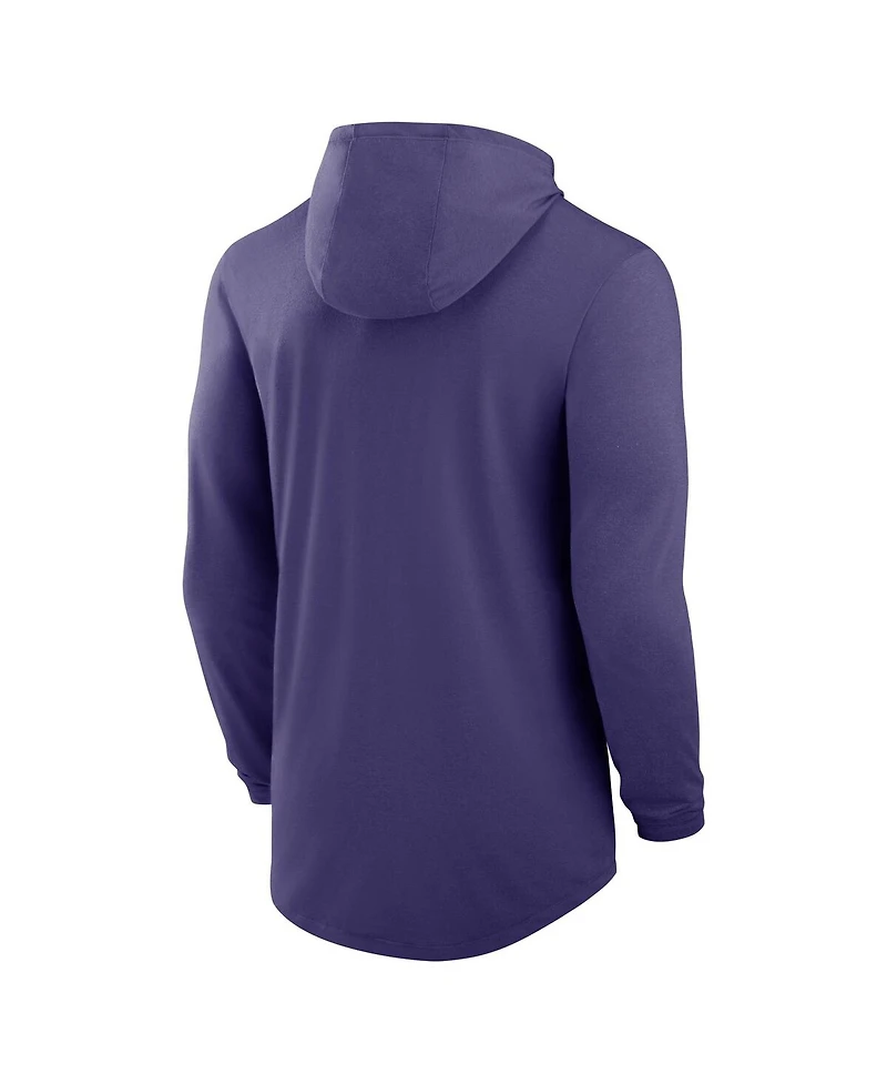 Nike Men's Purple Clemson Tigers Classic Arch Tri-Blend Performance Long Sleeve Hoodie T-Shirt