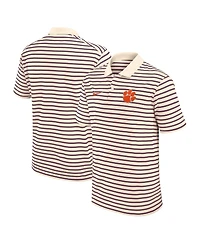 Nike Men's Cream/Purple Clemson Tigers Solid Foundation Striped Performance Polo Shirt