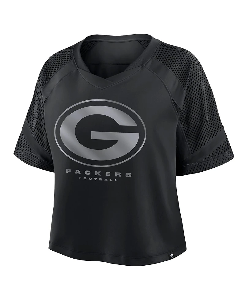 Fanatics Women's Green Bay Packers Oversized Raglan V-Neck Blackout Fashion Jersey