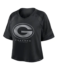 Fanatics Women's Green Bay Packers Oversized Raglan V-Neck Blackout Fashion Jersey