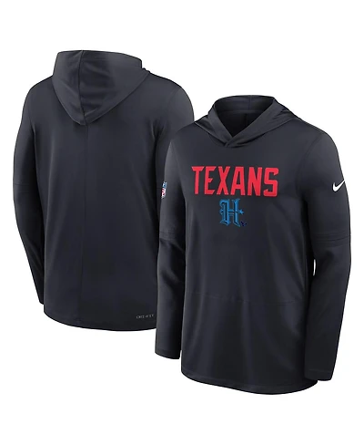 Nike Men's Blue Houston Texans Alt Pack Pass Accuracy Performance Long Sleeve Hoodie T-Shirt