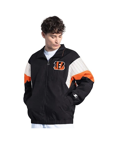Starter Men's Black Cincinnati Bengals Yard Line Full-Zip Jacket