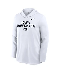 Nike Men's White Iowa Hawkeyes 2025 Sideline Performance Long Sleeve Hoodie T-Shirt