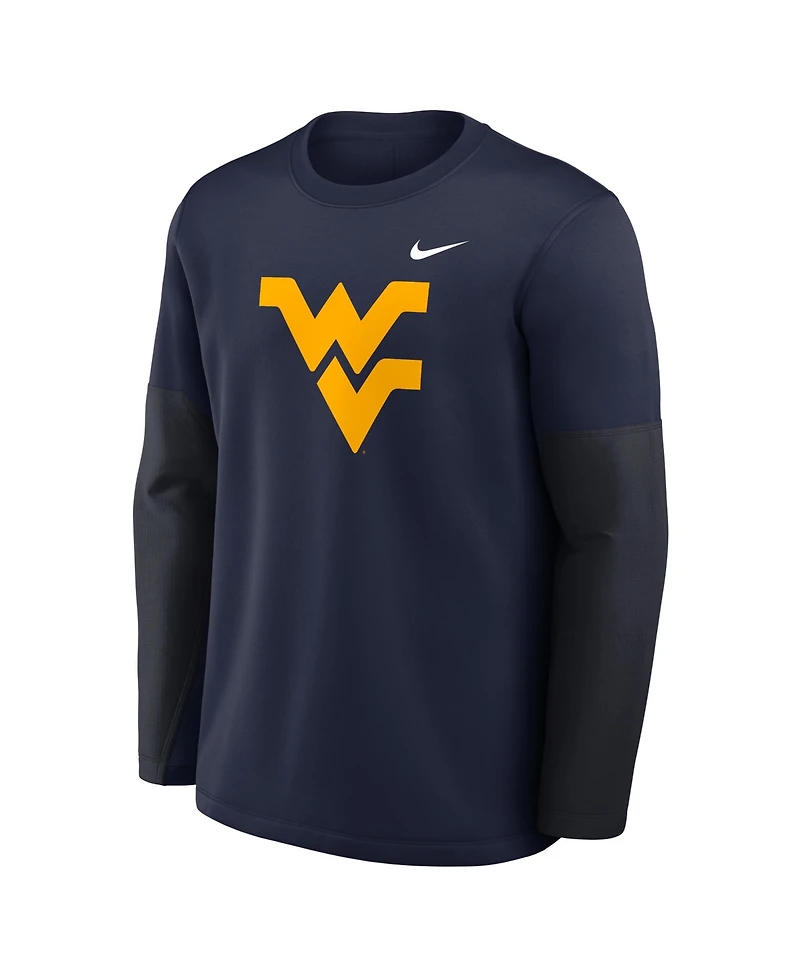 Nike Men's Navy West Virginia Mountaineers 2025 Sideline Coach Performance Long Sleeve T-Shirt