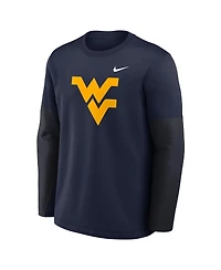 Nike Men's Navy West Virginia Mountaineers 2025 Sideline Coach Performance Long Sleeve T-Shirt