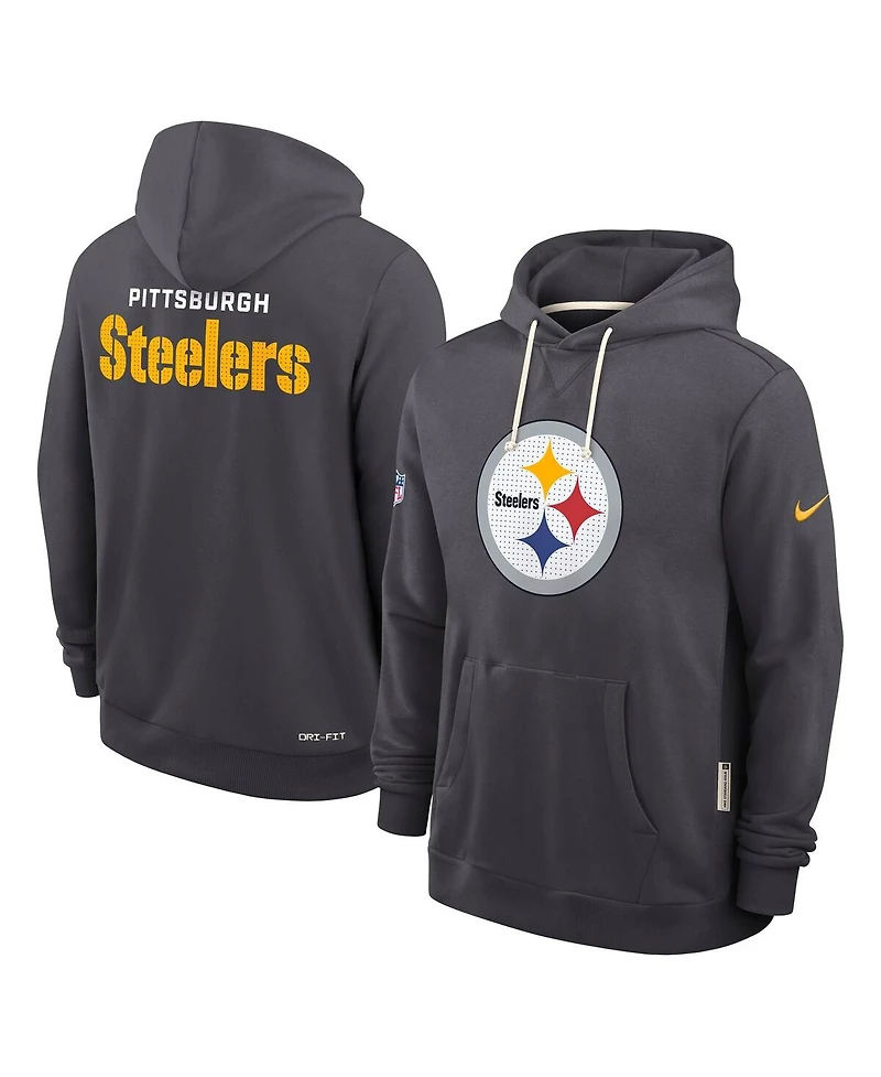 Nike Men's Anthracite Pittsburgh Steelers Sideline Standard Issue Initial Home Dri-fit Hoodie