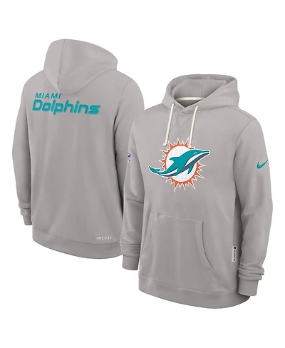 Nike Men's Charcoal Miami Dolphins Sideline Standard Issue Initial Home Dri-fit Hoodie