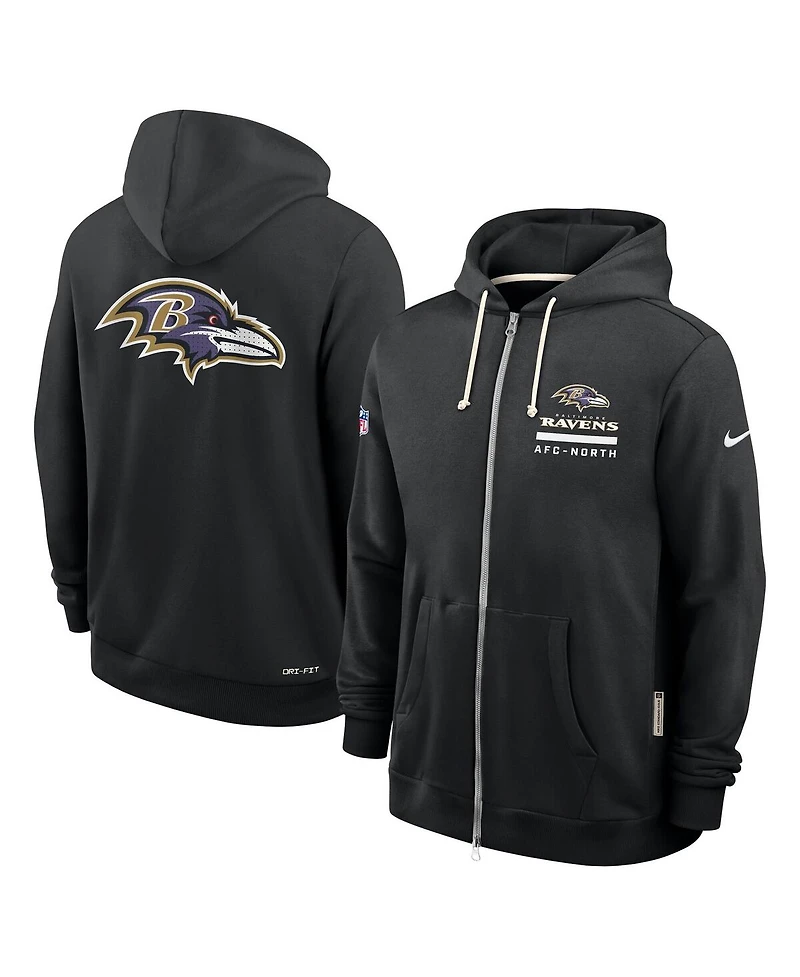 Nike Men's Black Baltimore Ravens Sideline Utility Player Performance Full-Zip Hoodie