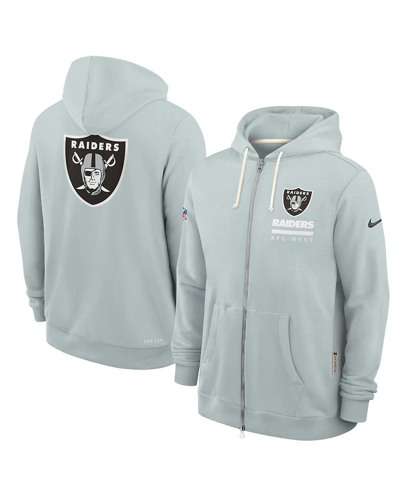 Nike Men's Silver Las Vegas Raiders Sideline Utility Player Performance Full-Zip Hoodie