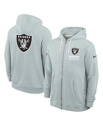 Nike Men's Silver Las Vegas Raiders Sideline Utility Player Performance Full-Zip Hoodie