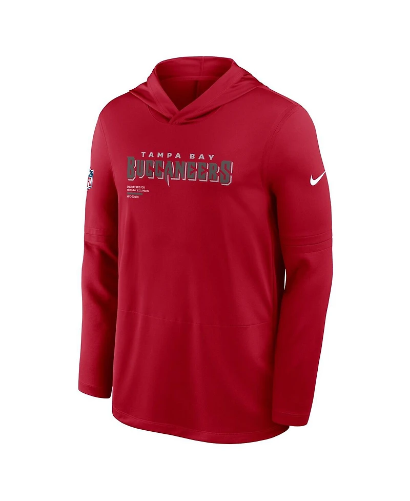 Nike Men's Red Tampa Bay Buccaneers Sideline Pure Performance Long Sleeve Hoodie T-Shirt