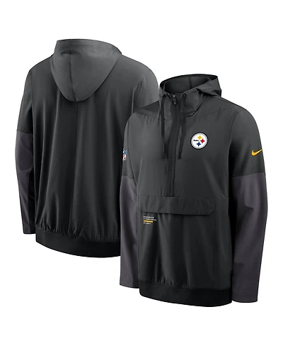 Nike Men's Black Pittsburgh Steelers Sideline Anorak Half-Zip Hoodie Jacket