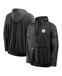 Nike Men's Black Pittsburgh Steelers Sideline Anorak Half-Zip Hoodie Jacket