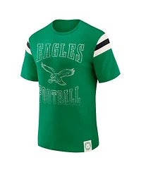 Darius Rucker Collection by Fanatics Men's Kelly Green Philadelphia Eagles Distressed Throwback Shoulder Stripe T-Shirt