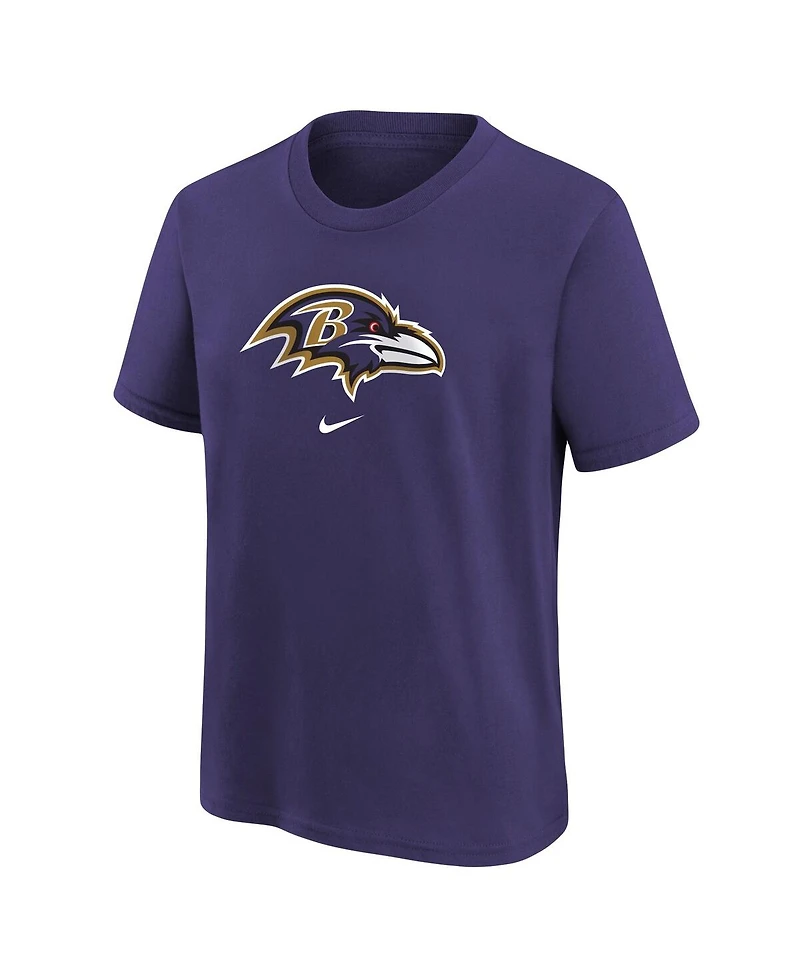 Nike Big Boys and Girls Purple Baltimore Ravens Logo T-Shirt