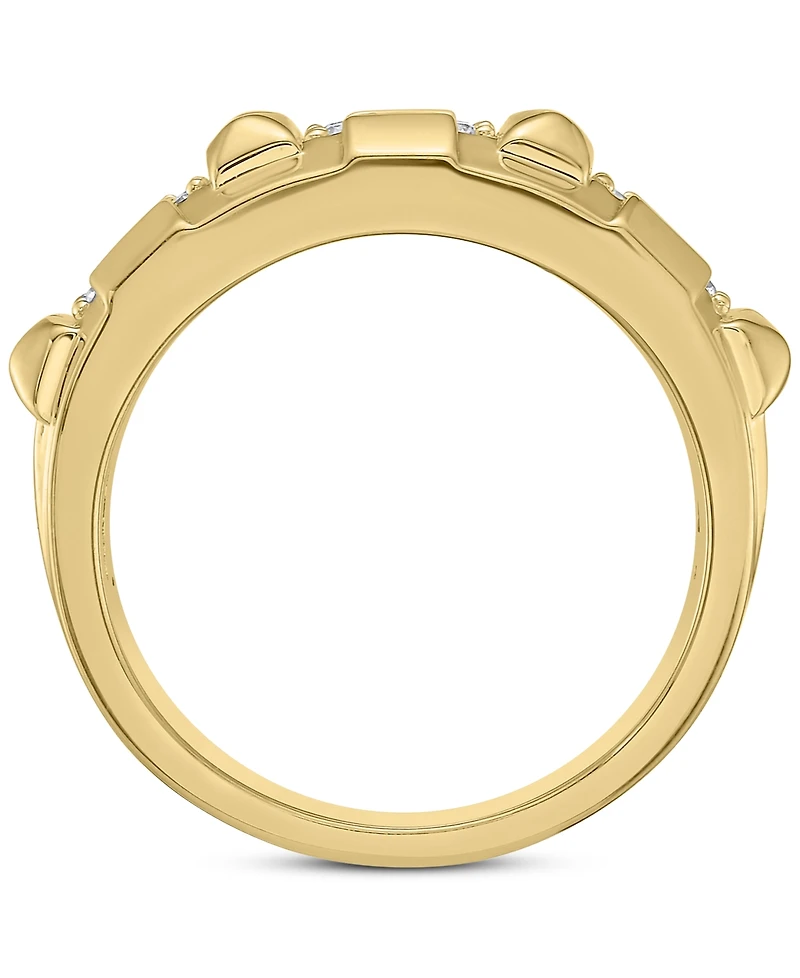 Men's Diamond Triple Cluster Obelisk Texture Band (1/3 ct. t.w.) in 10k Gold