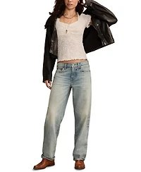 Lucky Brand Women's Textured Sweetheart Neck Babydoll Top