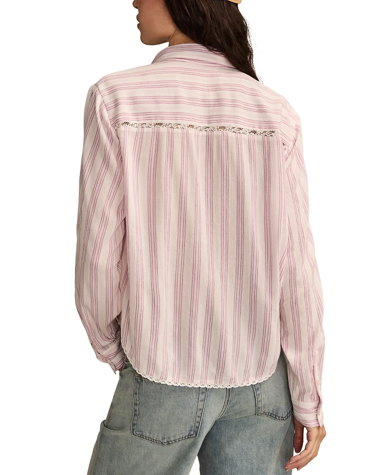 Lucky Brand Women's Lace-Trim Button-Down Cotton Shirt