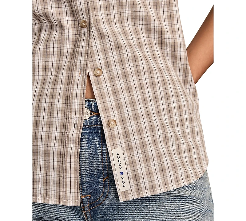 Lucky Brand Women's Boyfriend Button Down Shirt