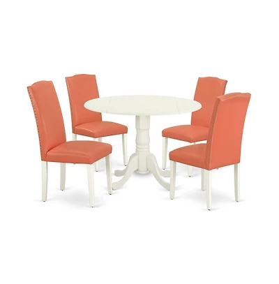 East West Furniture Dining Room Set Linen White