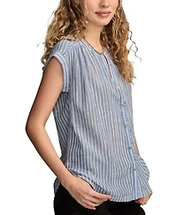 Lucky Brand Women's Dolman Ruffle Button Down Top
