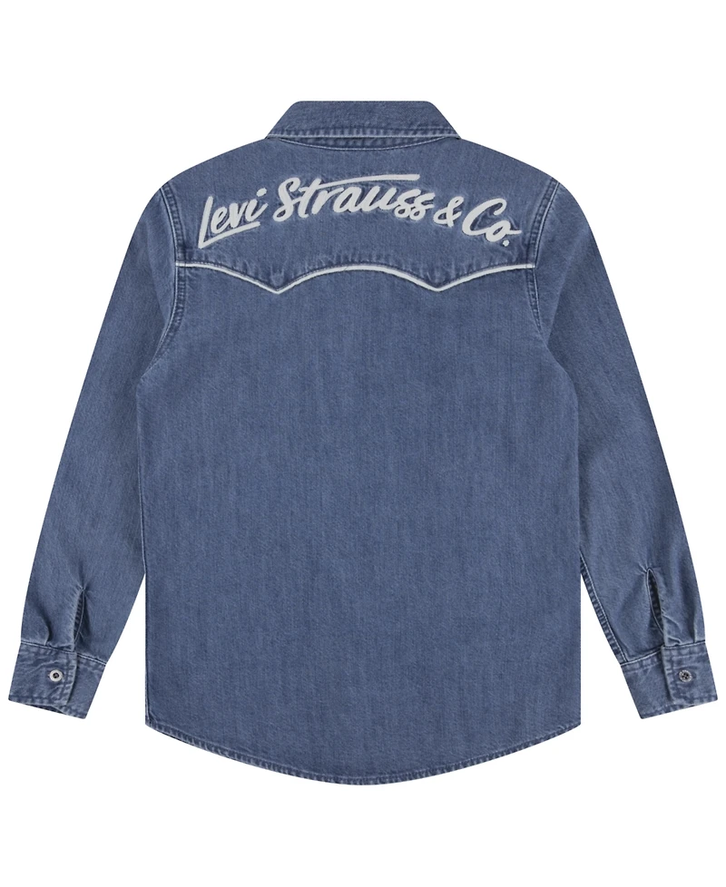 Levi's Big Boys Logo Western Denim Twill Long Sleeve Shirt