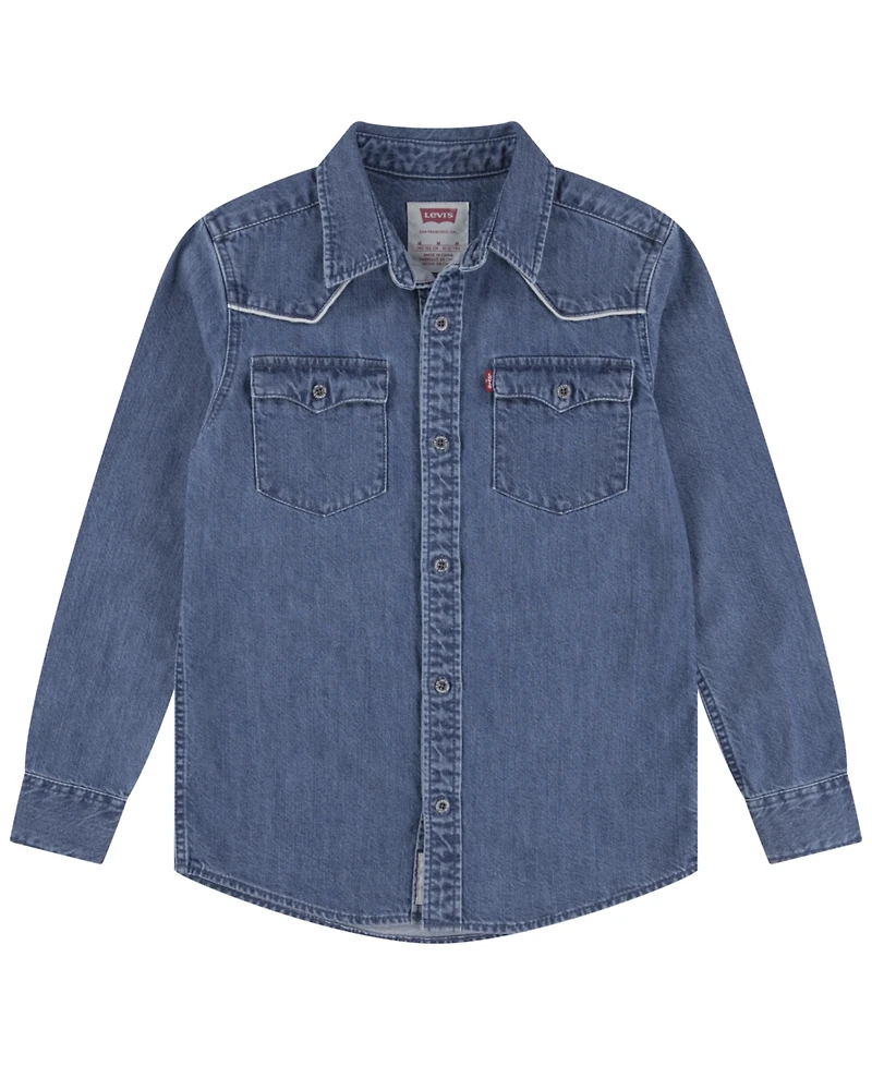 Levi's Big Boys Logo Western Denim Twill Long Sleeve Shirt