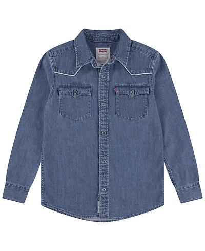 Levi's Big Boys Logo Western Denim Twill Long Sleeve Shirt