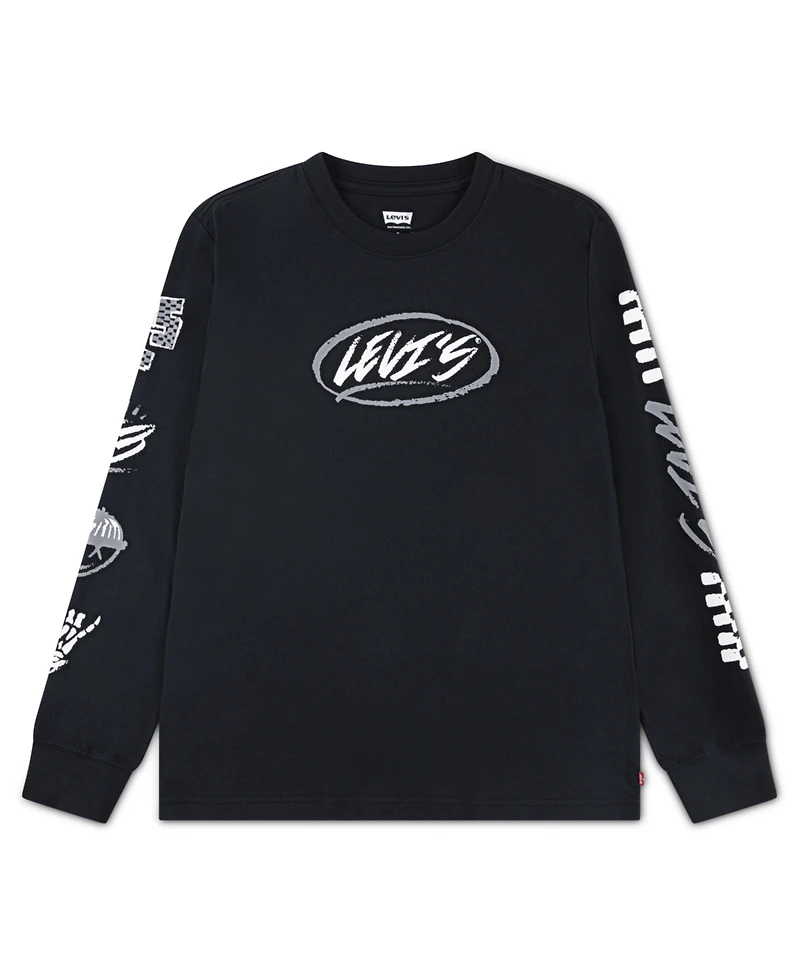 Levi's Big Boys Skater Doodle Long Sleeve T-Shirt