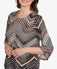 Alfred Dunner Women's Classic Chevron Stripe Top with Necklace