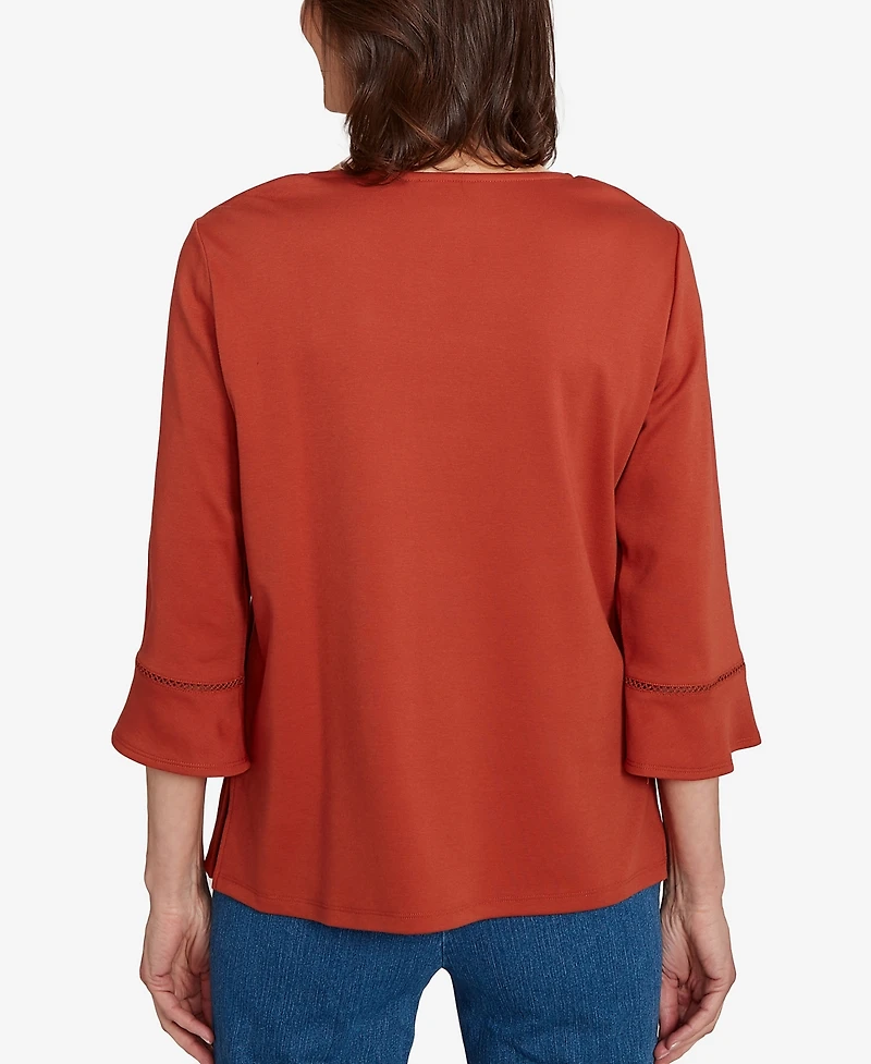 Alfred Dunner Women's Classic Tossed Floral Flutter Sleeve Top