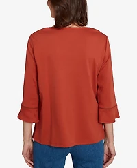 Alfred Dunner Women's Classic Tossed Floral Flutter Sleeve Top