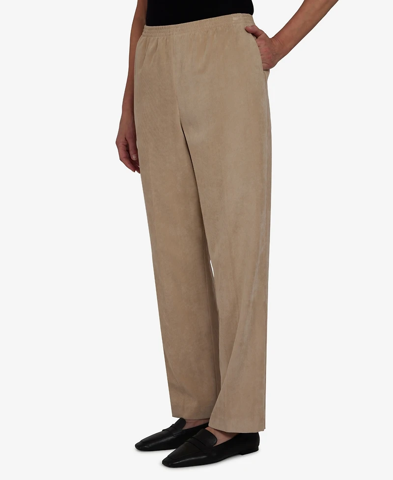 Alfred Dunner Women's Classic Corduroy Elastic Waist Short Length Pants