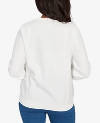 Alfred Dunner Women's Classic Embellished Crew Neck Anti-Pill Top