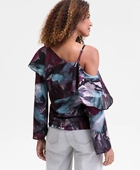I.n.c. International Concepts Women's Ruffled Asymmetrical-Neck Blouse, Macy's Exclusive