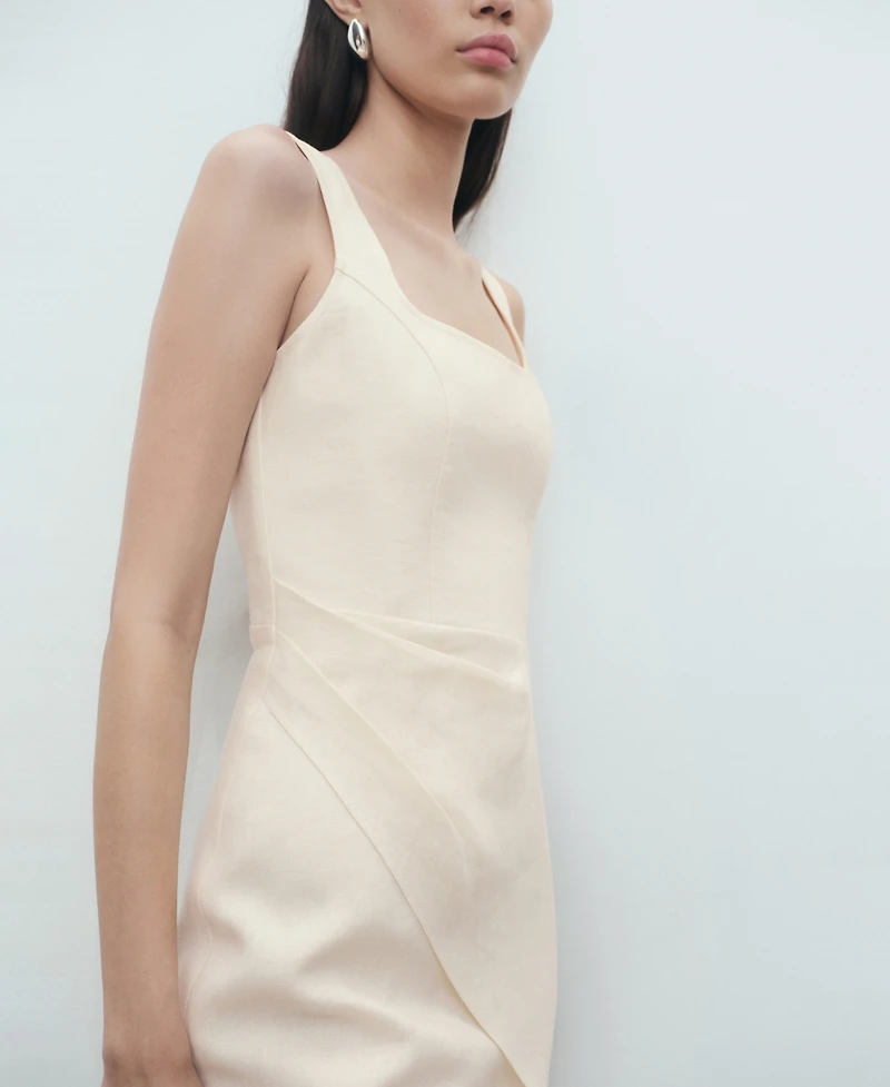 Mango Women's Short Linen Dress
