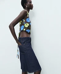 Mango Women's Open-Back Floral Blouse