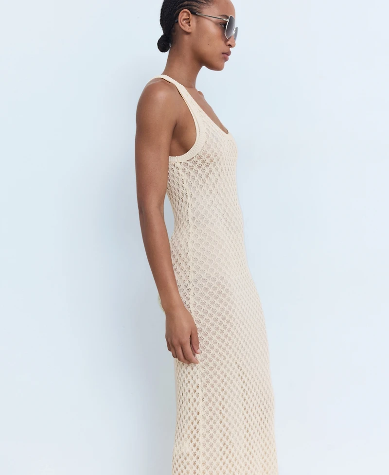 Mango Women's Crochet Long Dress
