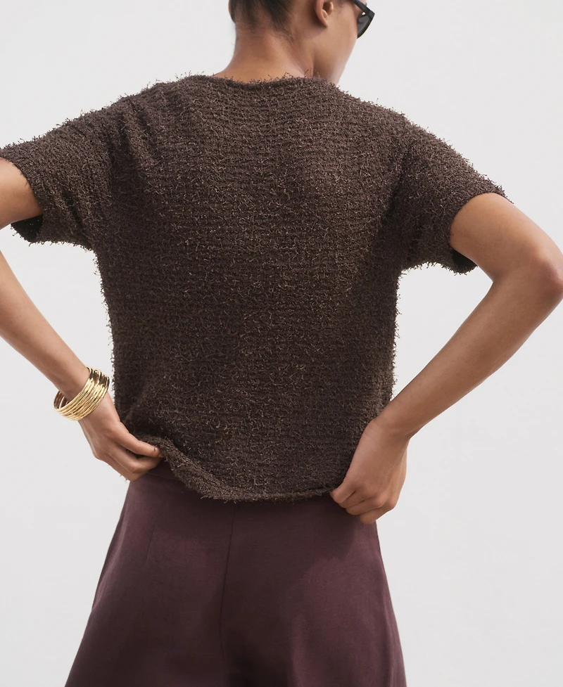 Mango Women's Short-Sleeved Boucle Cardigan