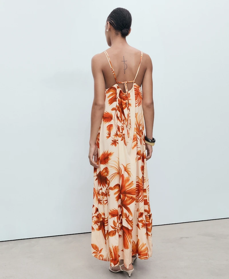 Mango Women's Palm Print Halter Dress