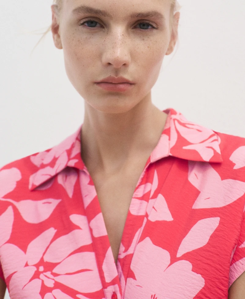 Mango Women's Floral Print Shirt Dress