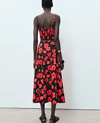 Mango Women's Floral-Print Flared Skirt
