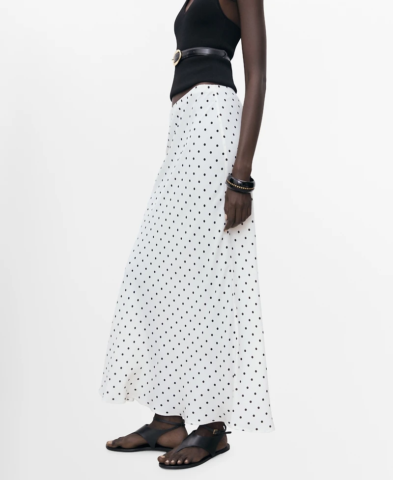 Mango Women's Long Polka Dot Skirt