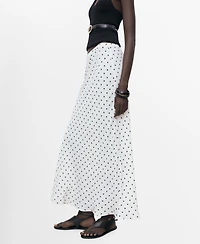 Mango Women's Long Polka Dot Skirt