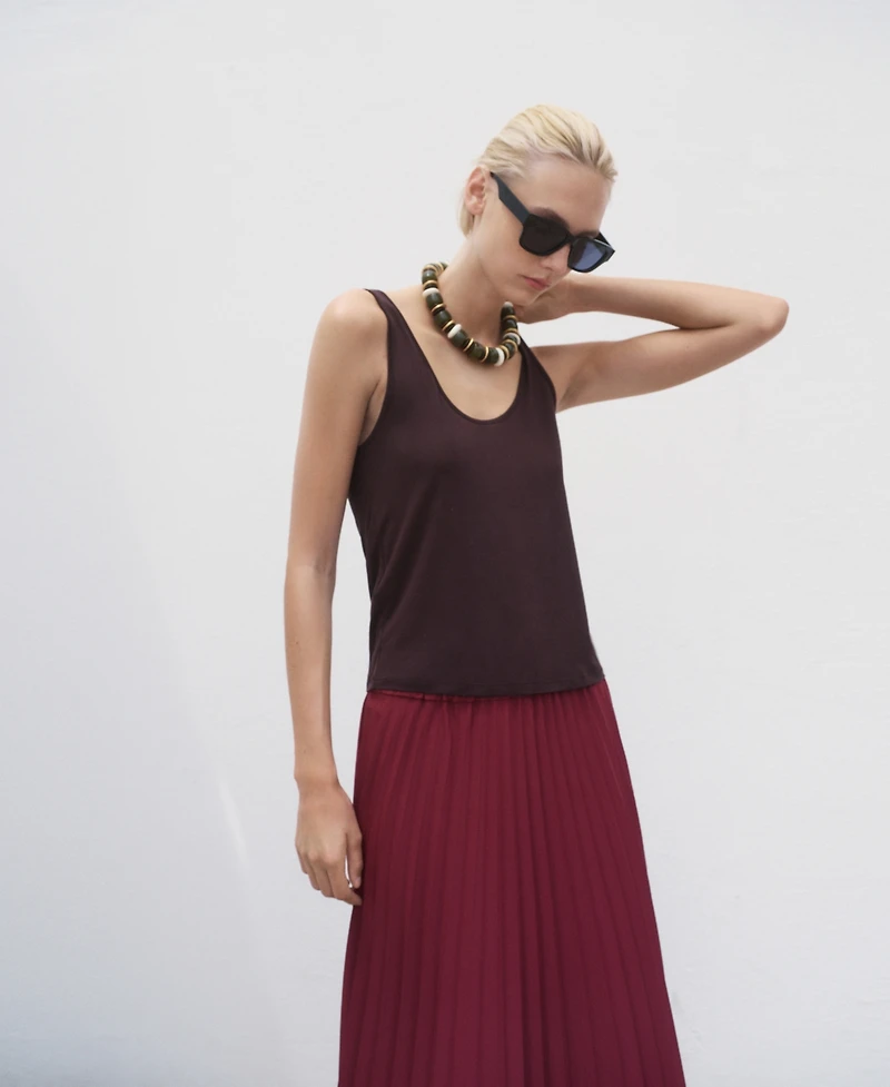 Mango Women's Pleated Long Skirt