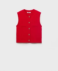 Mango Women's Buttoned Chunky-Knit Vest