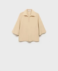 Mango Women's Oversized Three-Quarter Sleeve Shirt