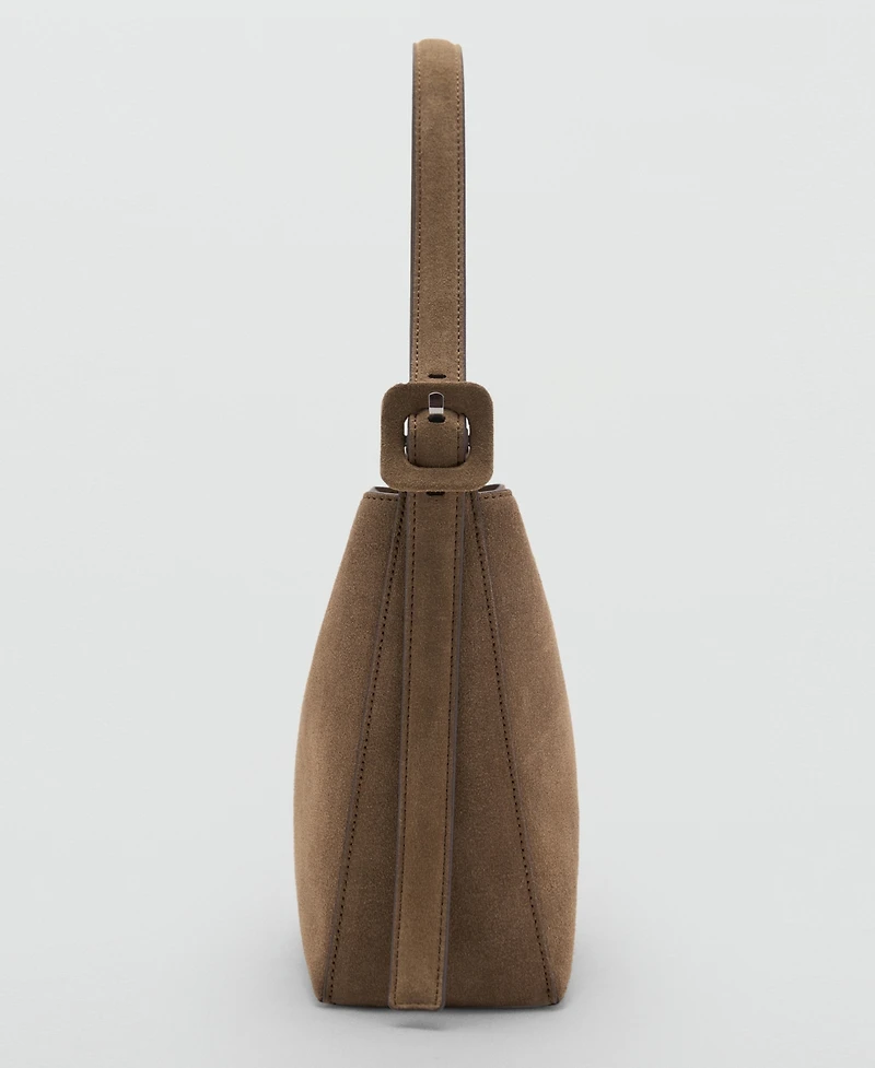 Mango Women's Suede Leather Shopper Bag