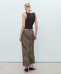 Mango Women's Animal-Print Midi-Skirt